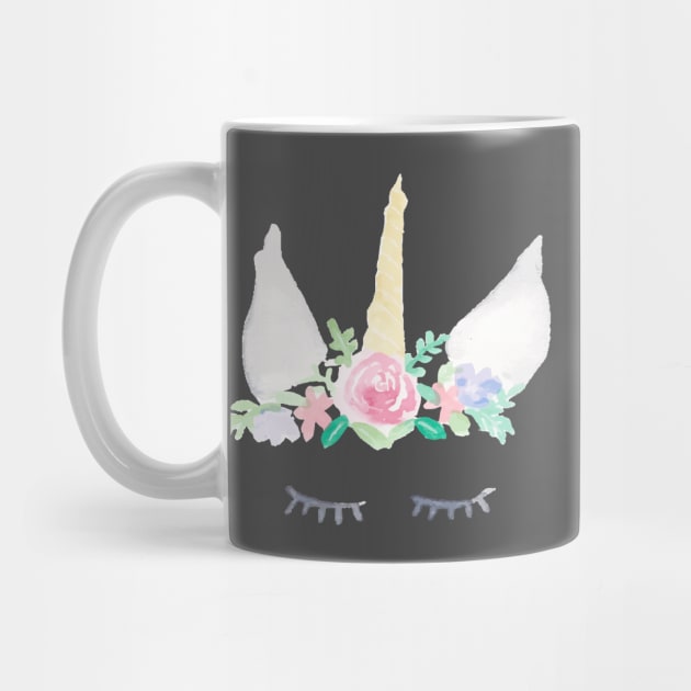 Watercolor Unicorn Sleepy Eyes by Harpleydesign